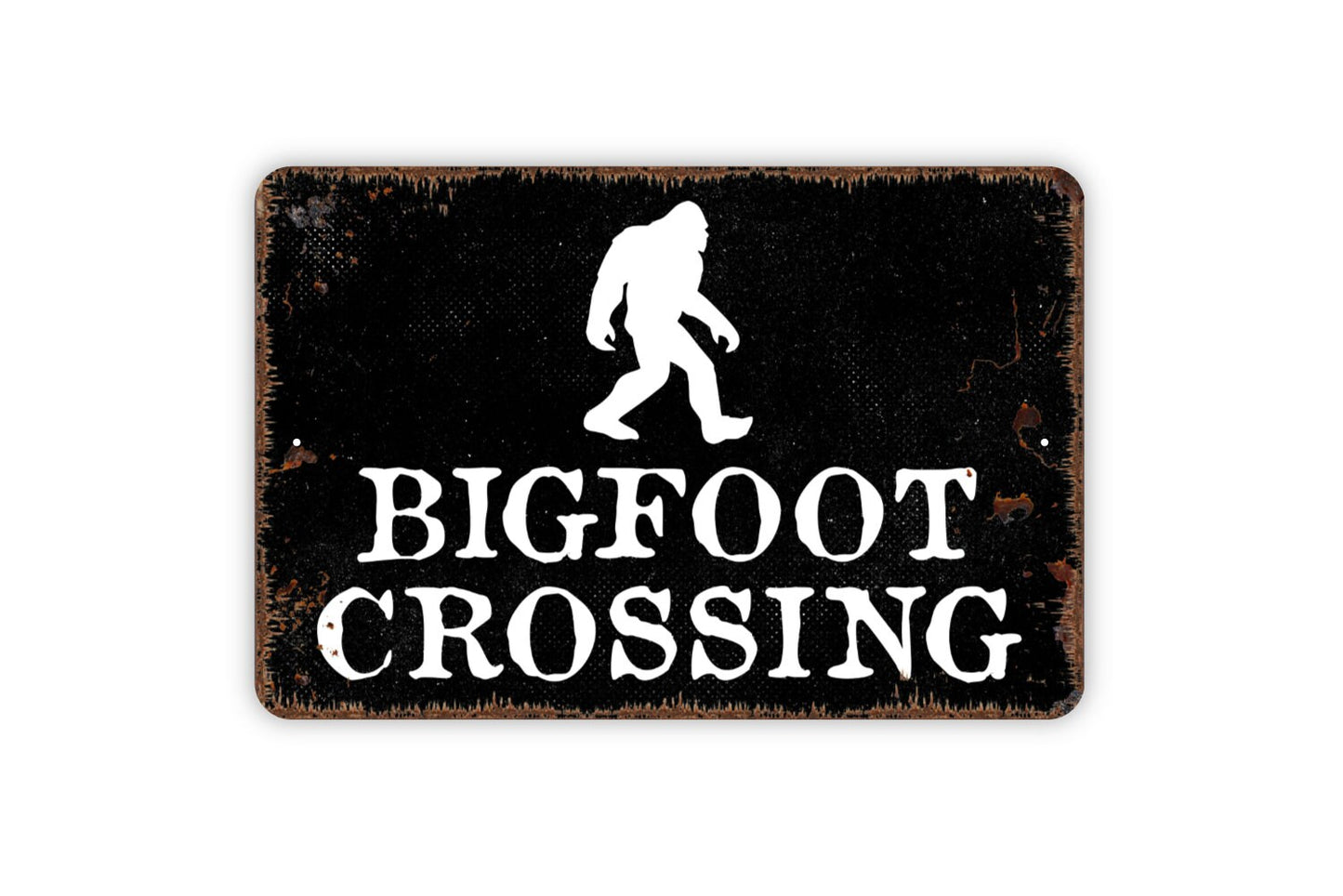 Bigfoot Crossing Sign - Funny Sasquatch Metal Wall Art - Indoor or Outdoor