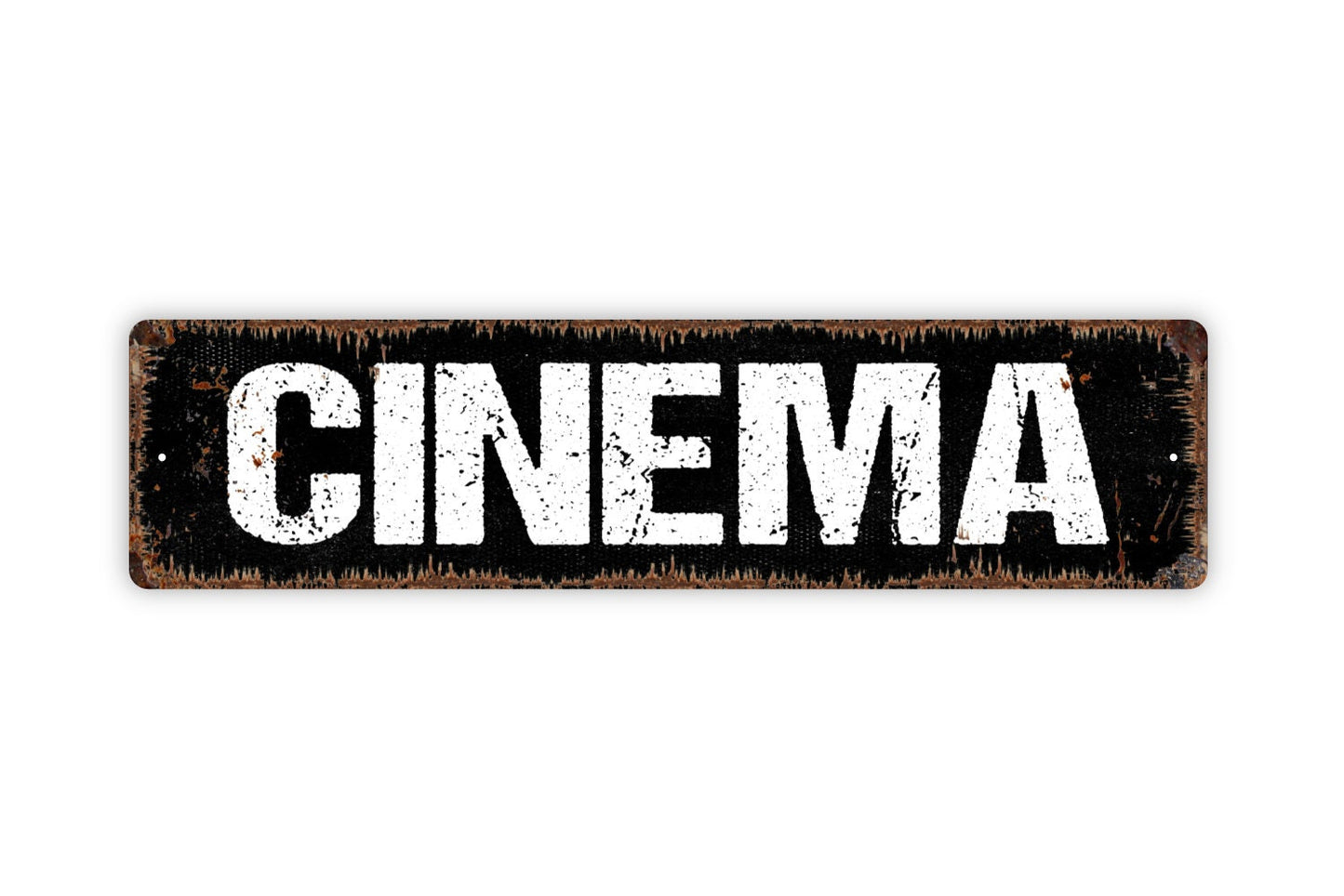 Cinema Metal Sign - Home Theater Theatre Media Room Movies Rustic Street Metal Sign or Door Name Plate Plaque