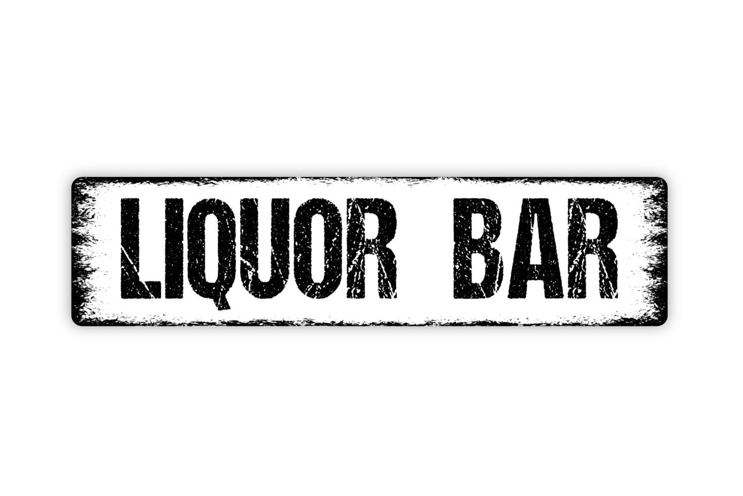 Liquor Bar Sign - Pub Tavern Man Cave Distillery Whiskey Gin Stiff Drinks Rustic Street Metal Sign or Door Name Plate Plaque