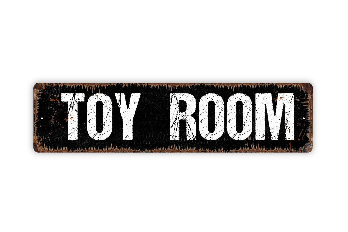 Toy Room Sign - Playroom Kids Children Child At Play Rustic Street Metal Sign or Door Name Plate Plaque