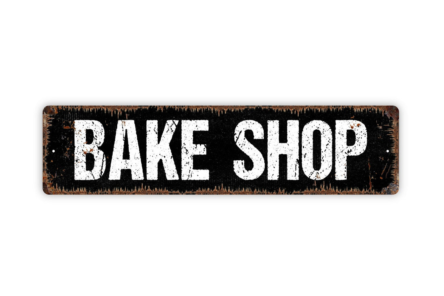 Bake Shop Sign - Kitchen Pantry Bakery Baked Goods Cake Bread Donut Shop Rustic Street Metal Sign or Door Name Plate Plaque