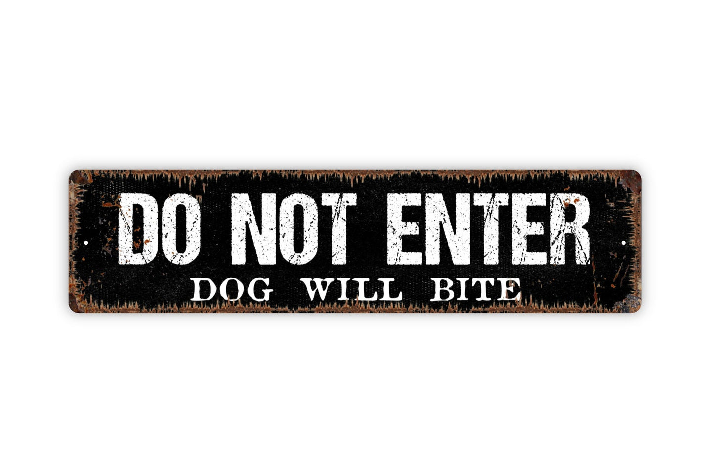 Do Not Enter Dog Will Bite Sign - Please Keep Gate Closed Dogs On Premise Warning Rustic Street Metal Sign or Door Name Plate Plaque