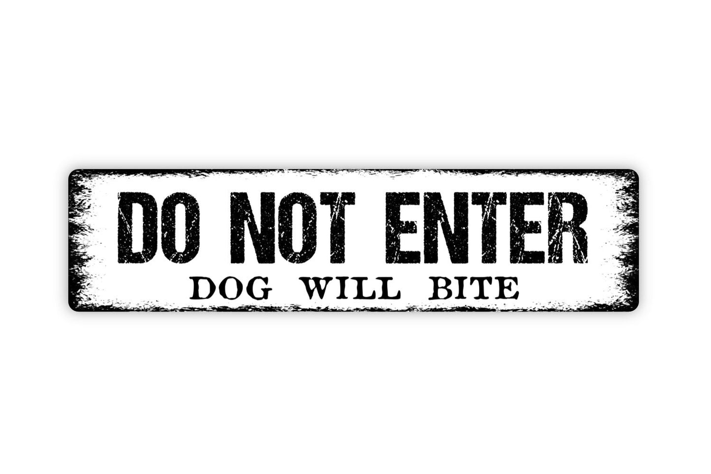 Do Not Enter Dog Will Bite Sign - Please Keep Gate Closed Dogs On Premise Warning Rustic Street Metal Sign or Door Name Plate Plaque