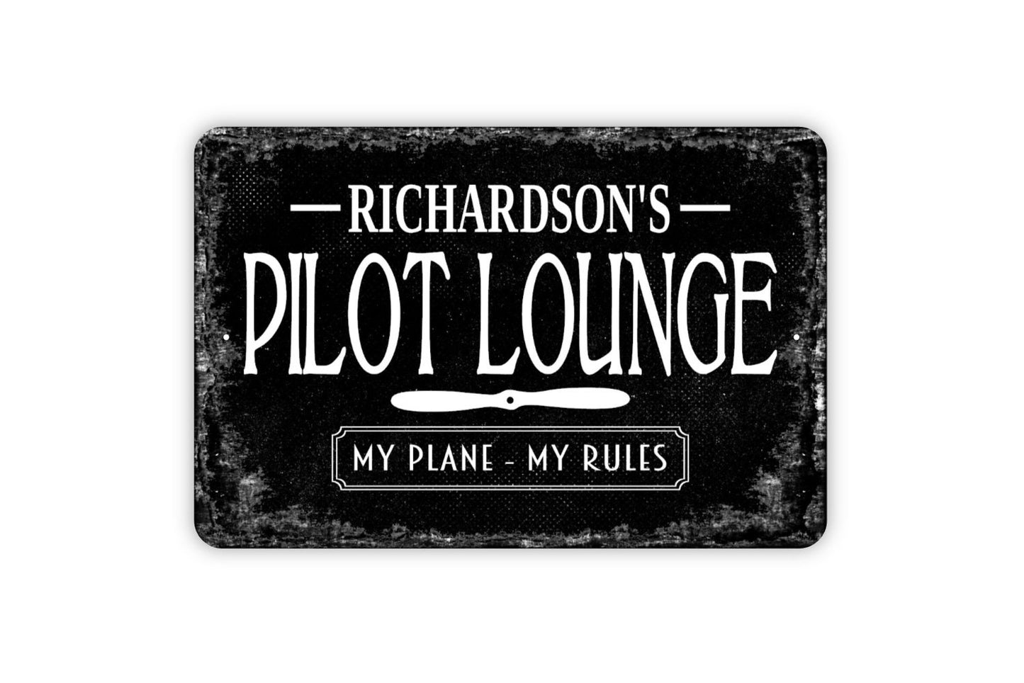 Pilot Lounge Sign - Aviation Personalized Metal Wall Art - Custom Name Sign