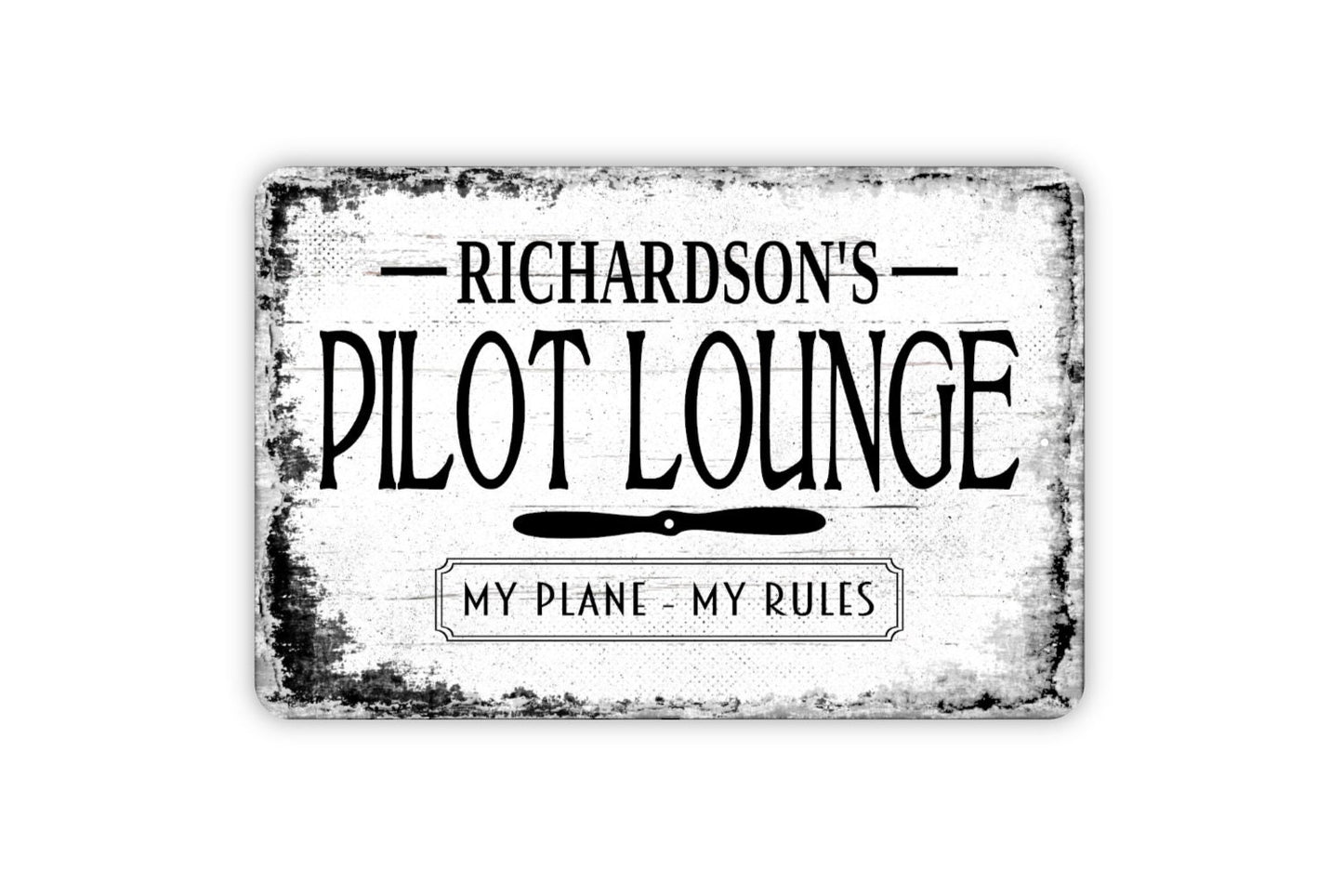 Pilot Lounge Sign - Aviation Personalized Metal Wall Art - Custom Name Sign