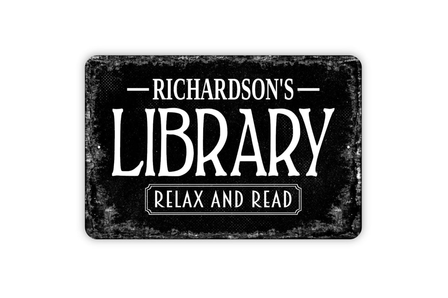 Library Sign - Relax and Read Personalized Metal Wall Art - Custom Name Sign