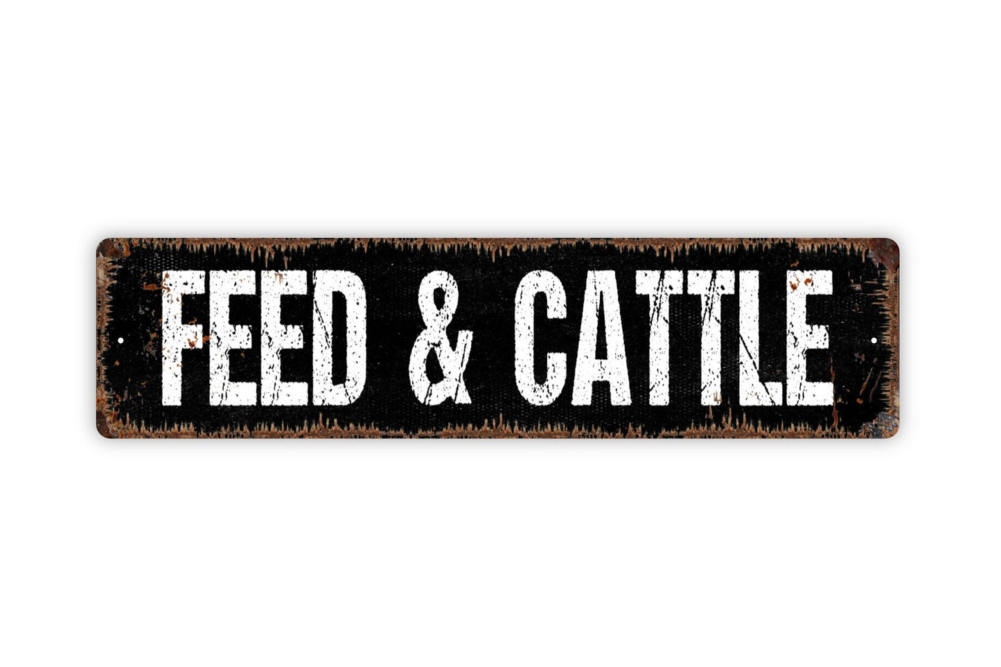 Feed and Cattle Sign - Farm Ranch Company Co Rustic Street Metal Sign or Door Name Plate Plaque