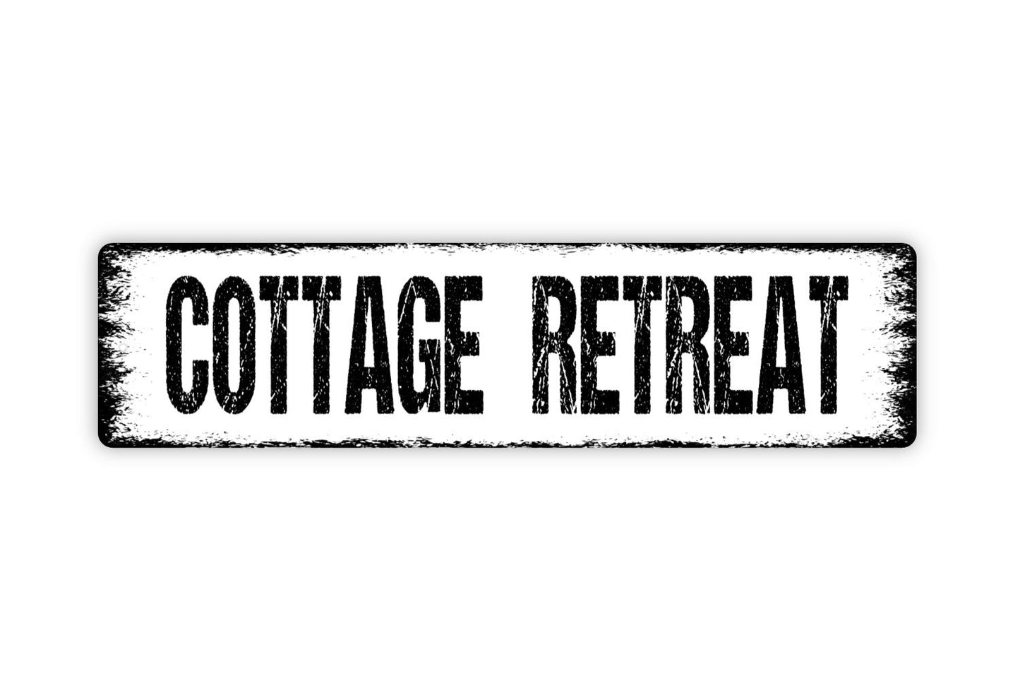 Cottage Retreat Sign - Cabin Lake River Bungalow Vacation Rental Rustic Street Metal Sign or Door Name Plate Plaque