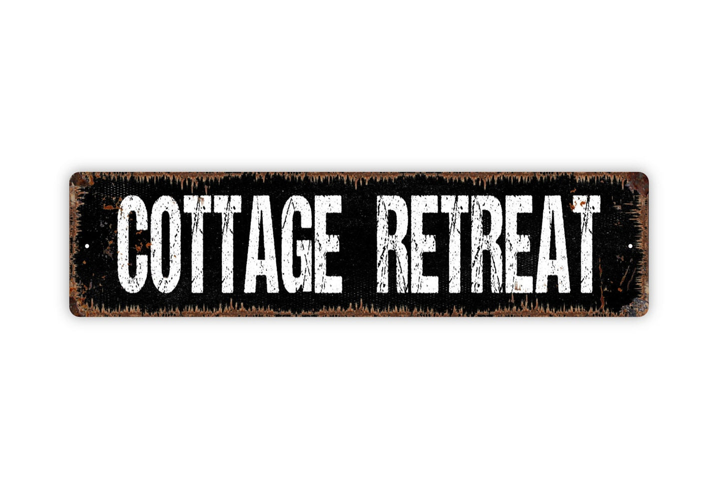 Cottage Retreat Sign - Cabin Lake River Bungalow Vacation Rental Rustic Street Metal Sign or Door Name Plate Plaque