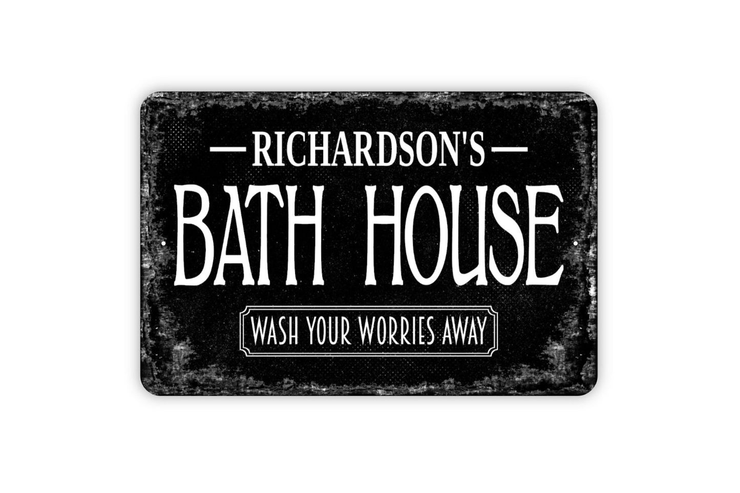 Bath House Sign - Personalized Metal Wall Art - Custom Name Sign