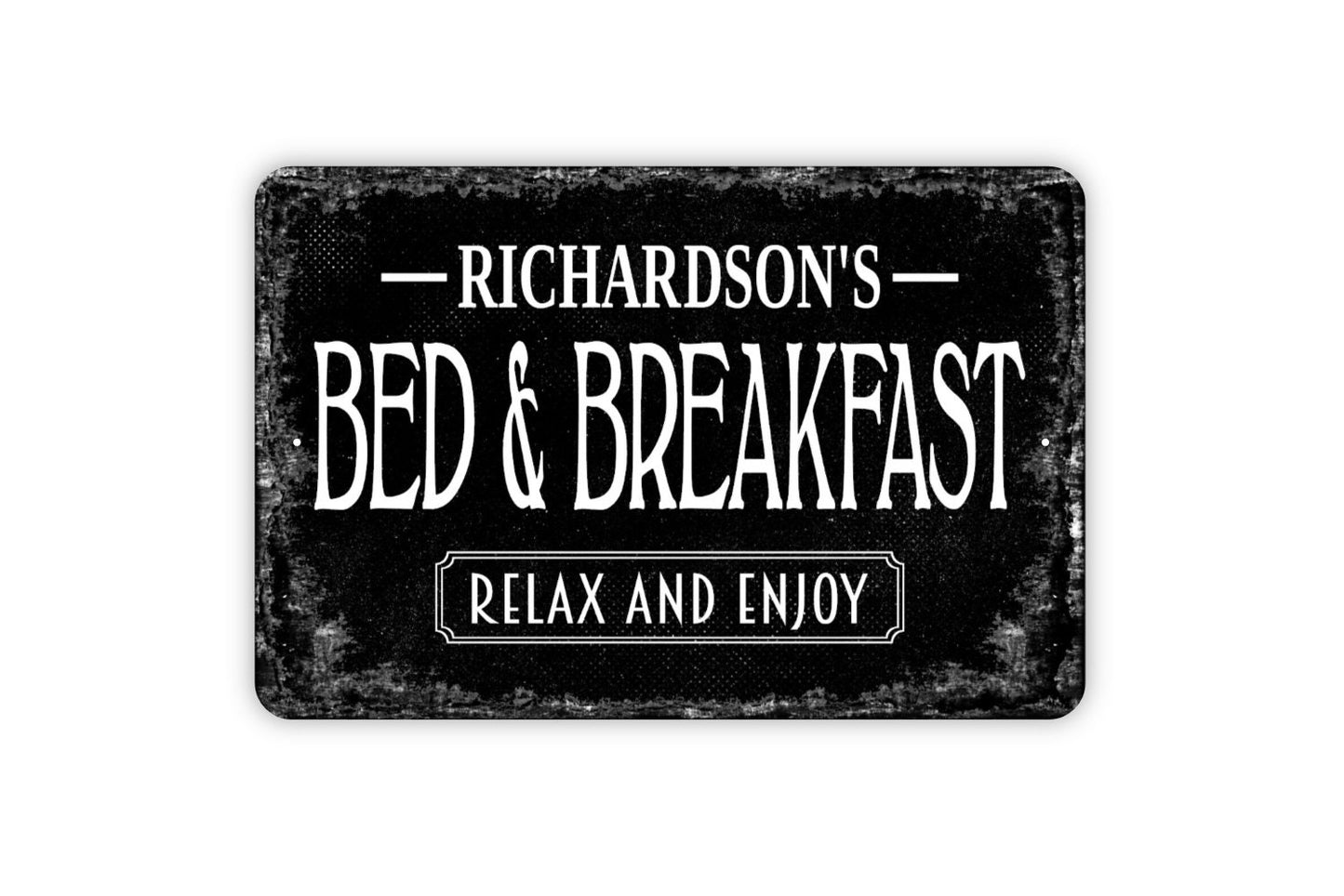 Bed And Breakfast Sign - Personalized Metal Wall Art - Custom Name Sign