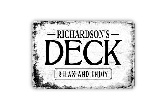 Deck Sign - Personalized Metal Wall Art - Custom Name Sign