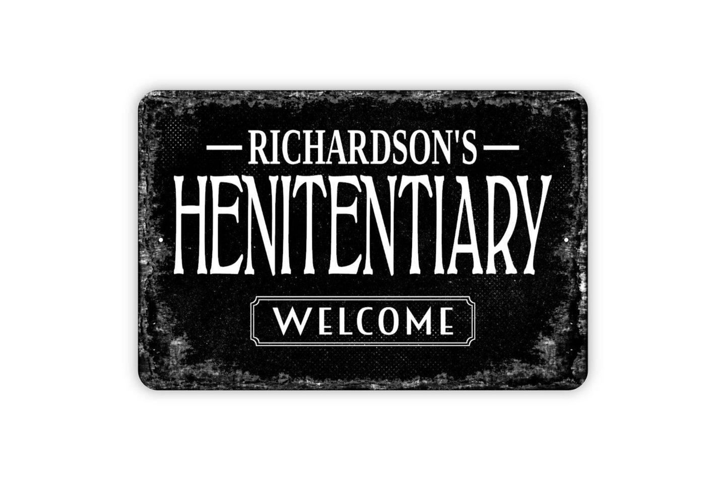 Henitentiary Sign - Personalized Hen House Chicken Coop Metal Wall Art - Custom Name Sign