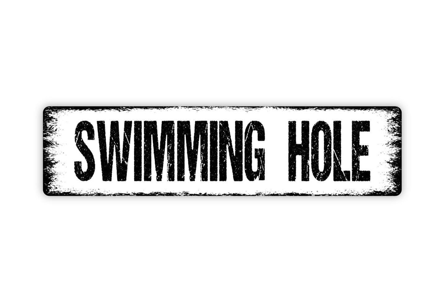 Swimming Hole Sign - Lake River Creek Pool Beach Rustic Street Metal Sign or Door Name Plate Plaque