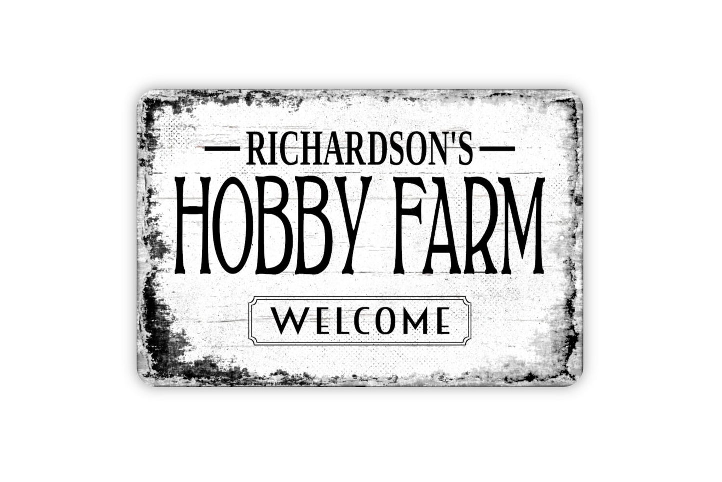 Hobby Farm Sign - Personalized Farm Farmhouse Ranch Metal Wall Art - Custom Name Sign