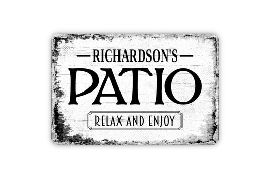 Patio Sign - Personalized Backyard Paradise Porch Deck Metal Wall Art - Custom Name Sign