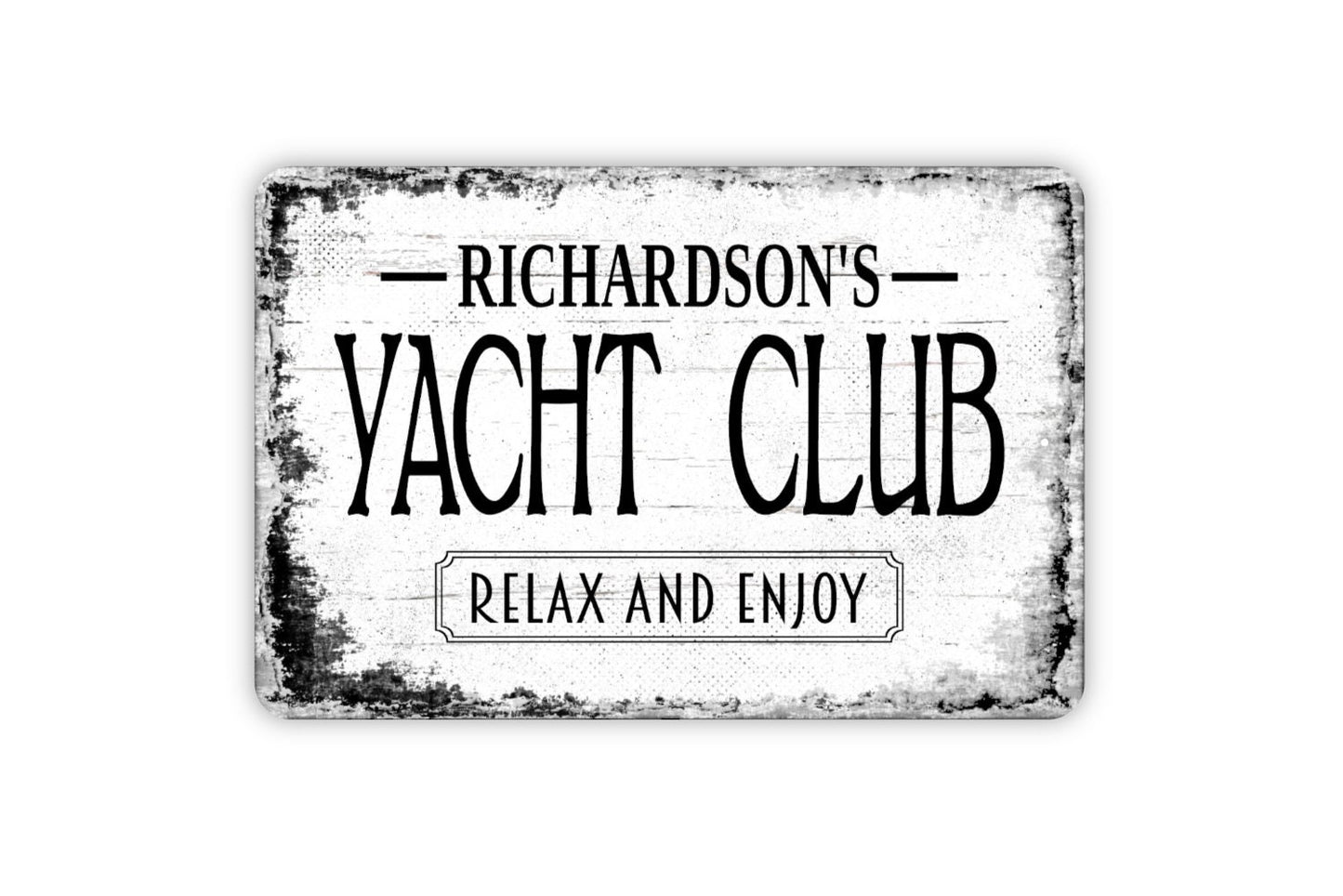 Yacht Club Sign - Personalized Boat Captain Lake Dock Ship Metal Wall Art - Custom Name Sign