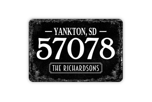 Zip Code Sign - Personalized Zip Code Address Metal Wall Art - Custom Name Sign