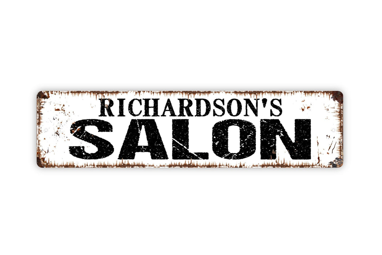 Personalized Salon Sign - Hair Studio Stylist Barber Custom Metal Sign, Rustic Street Sign or Door Name Plate Plaque