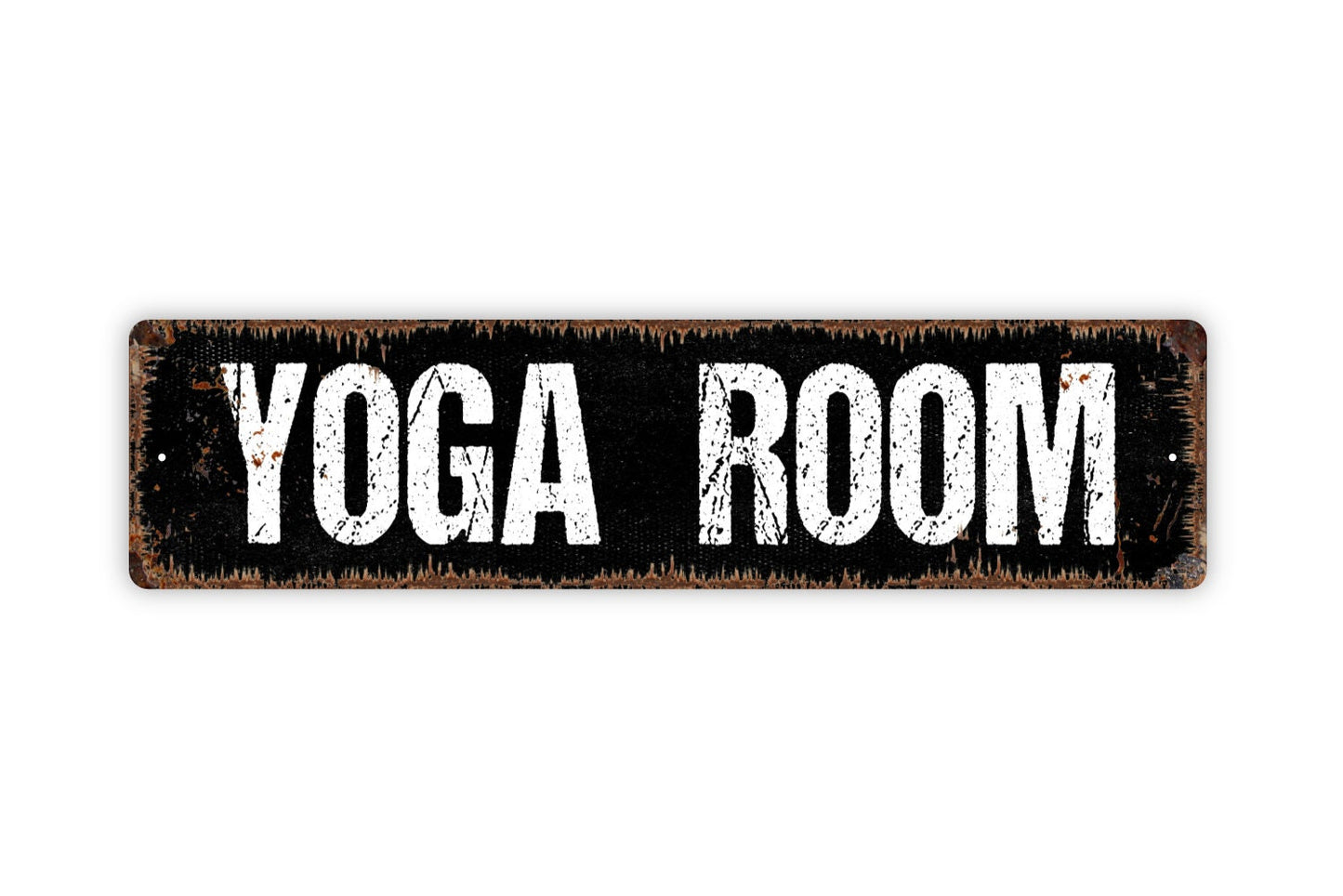 Yoga Room Sign - Yoga Studio Gym Fitness Workout Rustic Street Metal Sign or Door Name Plate Plaque