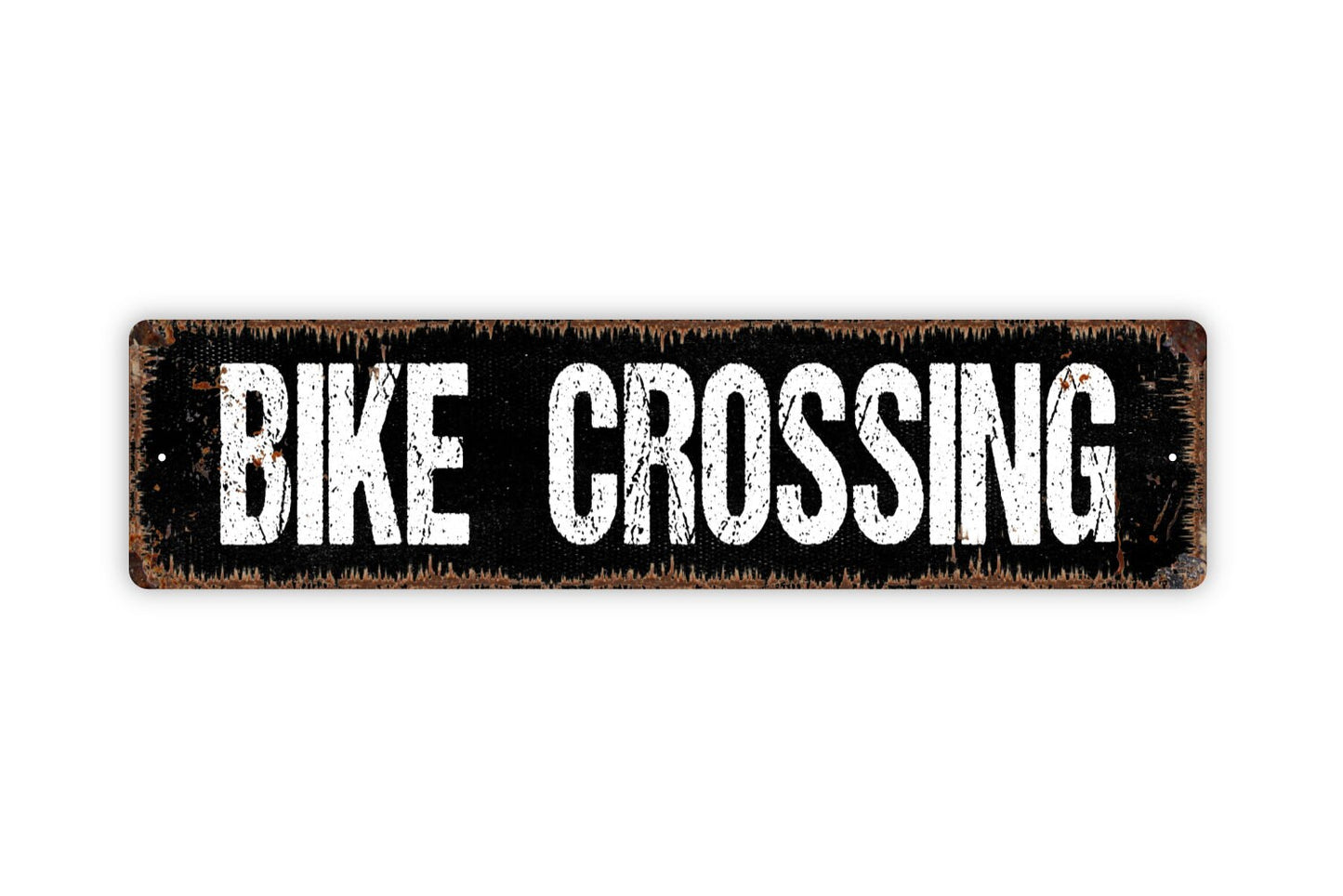 Bike Crossing Sign - Bicycle Path Motorcycle Motorbike Trail Track Street Rustic Street Metal Sign or Door Name Plate Plaque