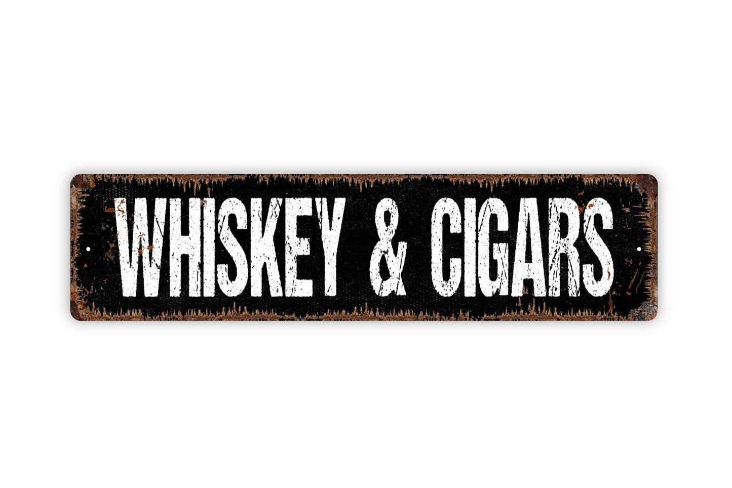 Whiskey and Cigars Sign - Lounge Man Cave Bar Pub Tavern Saloon Humidor Rustic Street Metal Sign or Door Name Plate Plaque