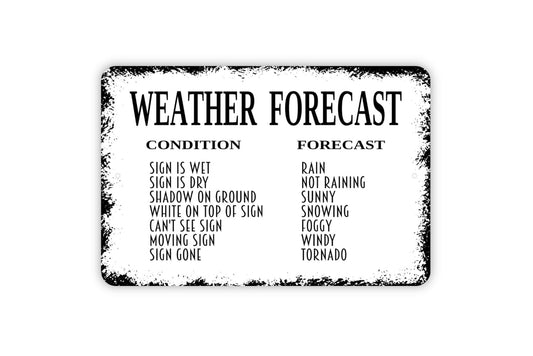 Weather Forecast Sign - Funny Metal Wall Art - Indoor or Outdoor