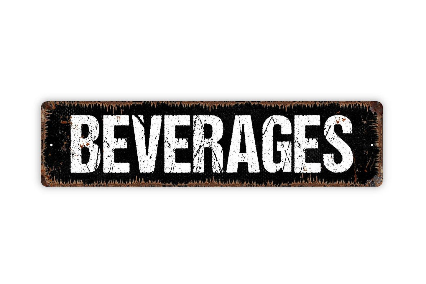 Beverages Sign - Drinks Hot Cold Iced Soda Pop Coffee Tea Water Rustic Street Metal Sign or Door Name Plate Plaque