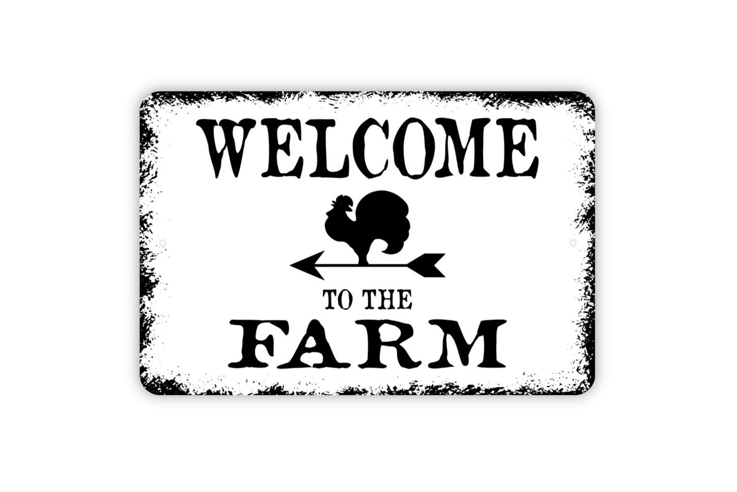 Welcome To The Farm with Rooster Sign - Chicken Metal Wall Art - Indoor or Outdoor