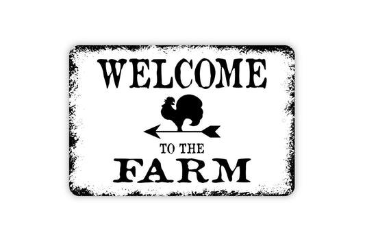 Welcome To The Farm with Rooster Sign - Chicken Metal Wall Art - Indoor or Outdoor