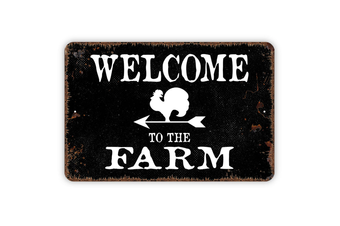 Welcome To The Farm with Rooster Sign - Chicken Metal Wall Art - Indoor or Outdoor