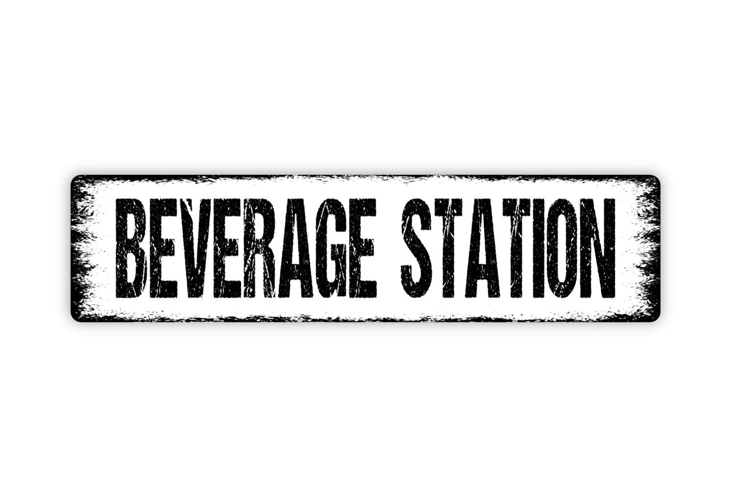 Beverage Station Sign - Drinks Hot Cold Soda Tea Coffee Beer Liquor Water Rustic Street Metal Sign or Door Name Plate Plaque