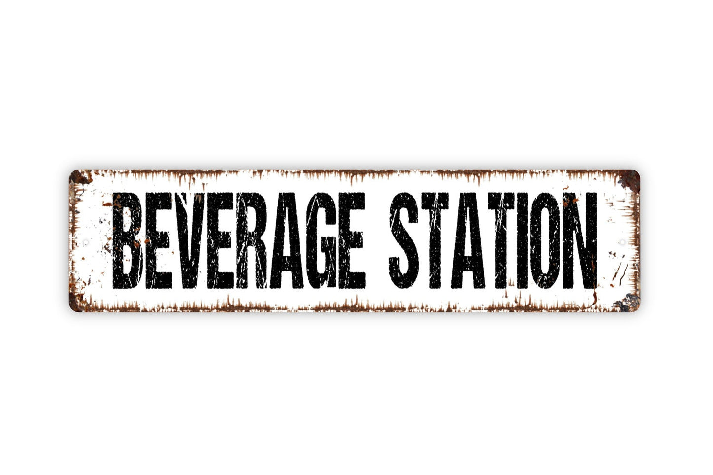 Beverage Station Sign - Drinks Hot Cold Soda Tea Coffee Beer Liquor Water Rustic Street Metal Sign or Door Name Plate Plaque