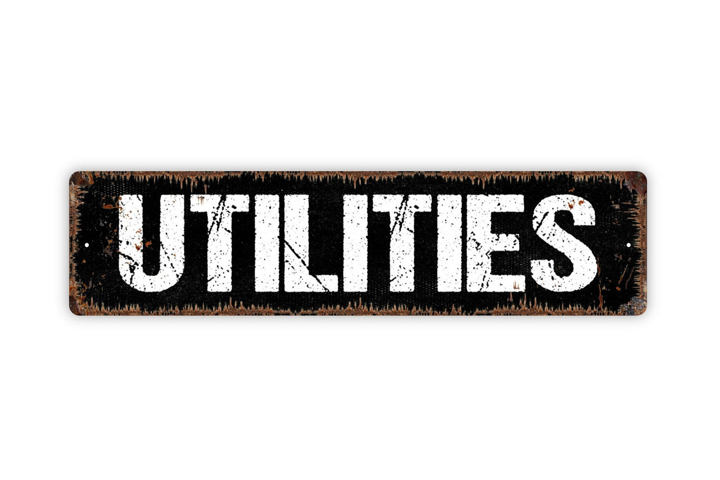 Utilities Sign - Electrical Water Sewer Rental Property Hotel Motel Bed And Breakfast Rustic Street Metal Sign or Door Name Plate Plaque