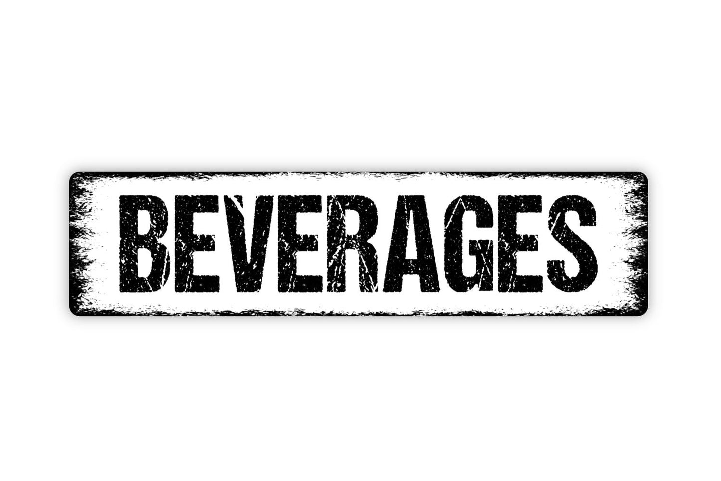 Beverages Sign - Drinks Hot Cold Iced Soda Pop Coffee Tea Water Rustic Street Metal Sign or Door Name Plate Plaque