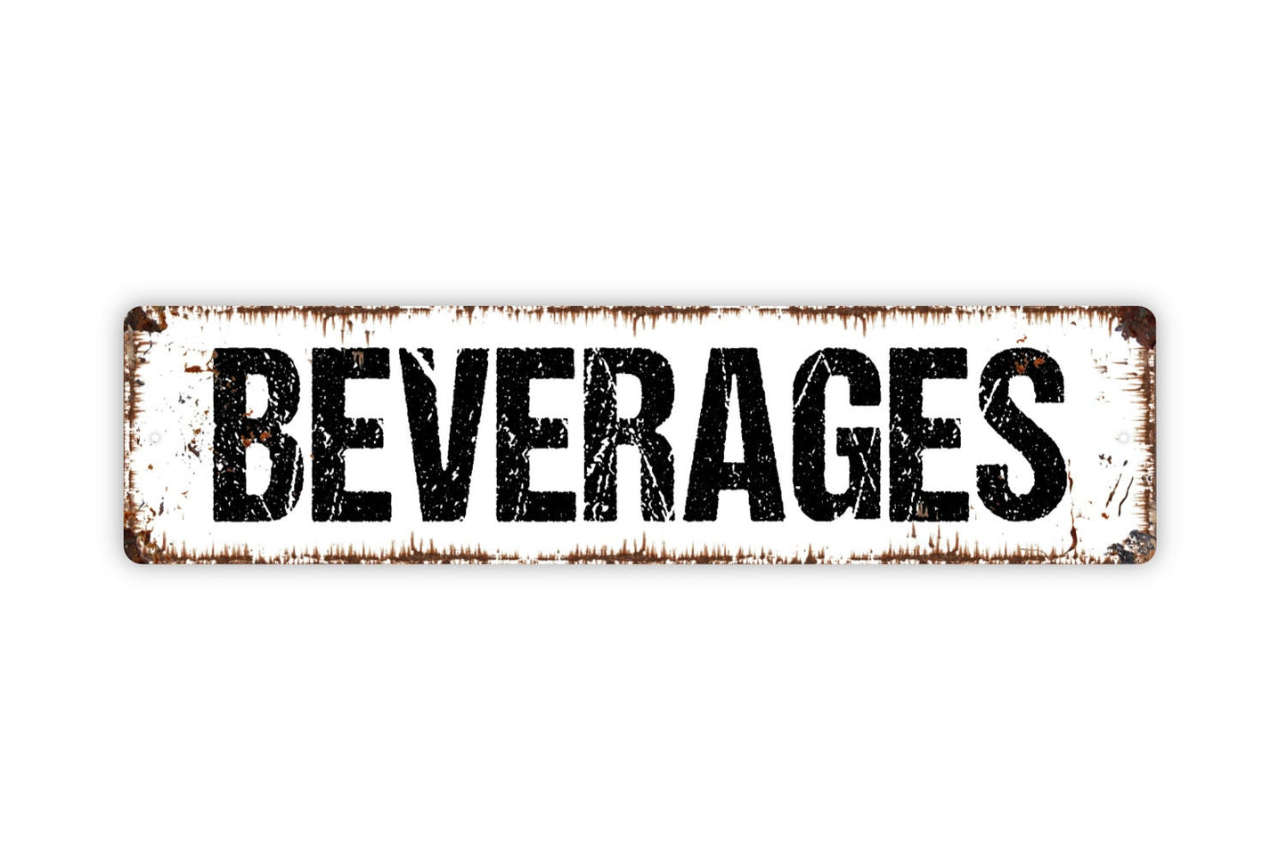 Beverages Sign - Drinks Hot Cold Iced Soda Pop Coffee Tea Water Rustic Street Metal Sign or Door Name Plate Plaque