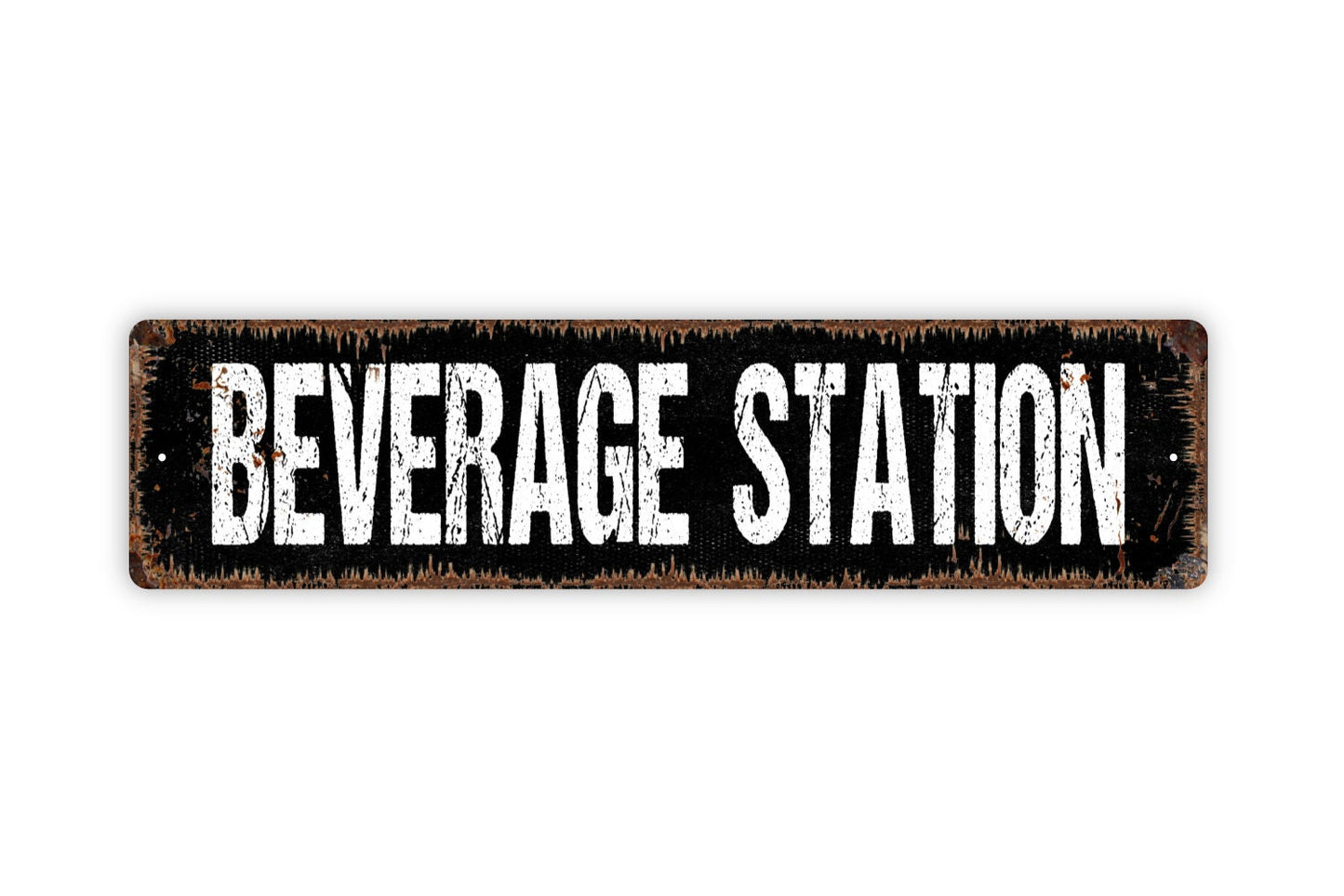 Beverage Station Sign - Drinks Hot Cold Soda Tea Coffee Beer Liquor Water Rustic Street Metal Sign or Door Name Plate Plaque