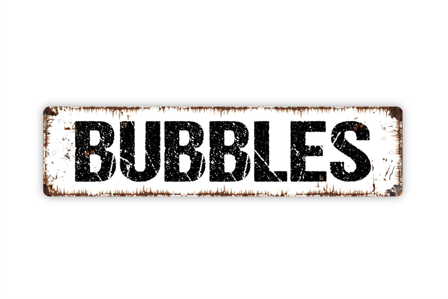 Bubbles Sign - Bathroom Rustic Metal Street Sign or Door Name Plate Plaque