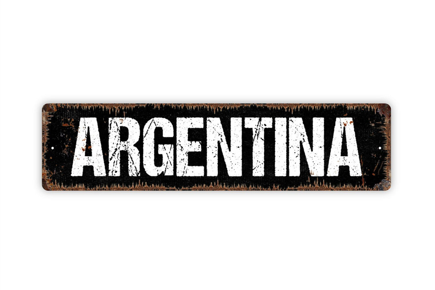 Argentina Sign - Welcome Rustic Street Metal Sign or Door Name Plate Plaque