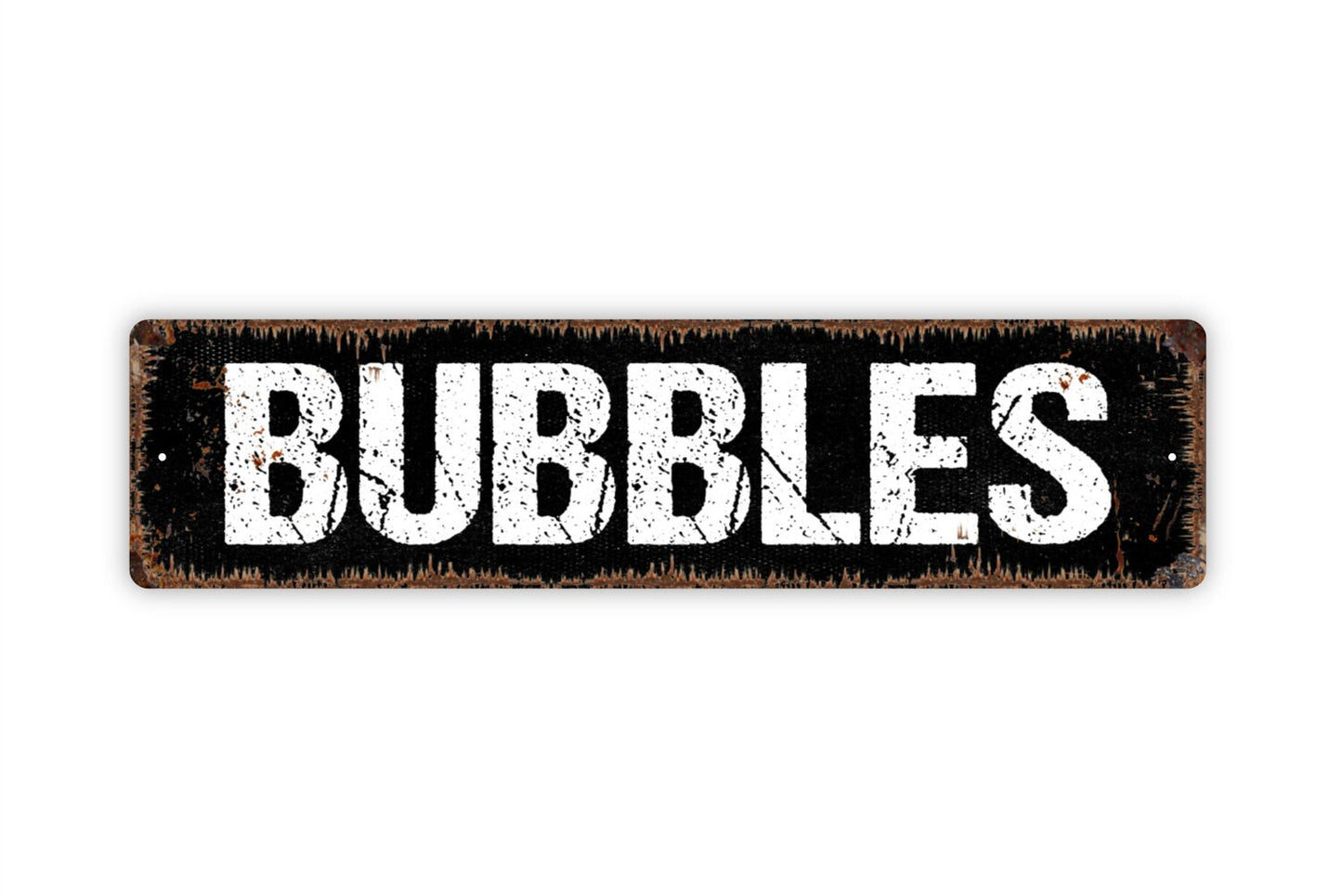 Bubbles Sign - Bathroom Rustic Metal Street Sign or Door Name Plate Plaque