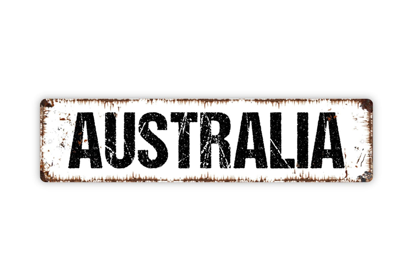 Australia Sign - Land Down Under Welcome Rustic Street Metal Sign or Door Name Plate Plaque