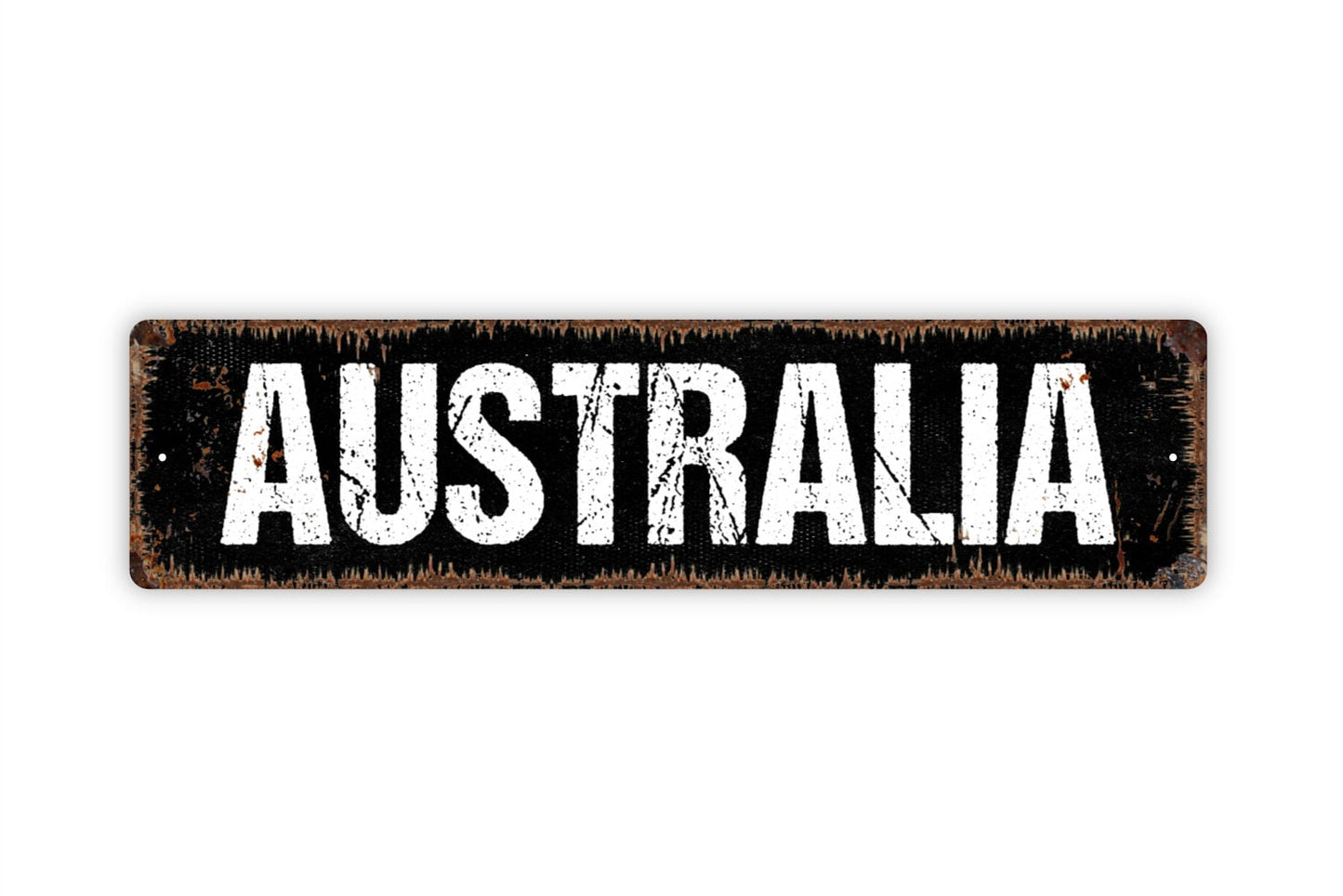 Australia Sign - Land Down Under Welcome Rustic Street Metal Sign or Door Name Plate Plaque