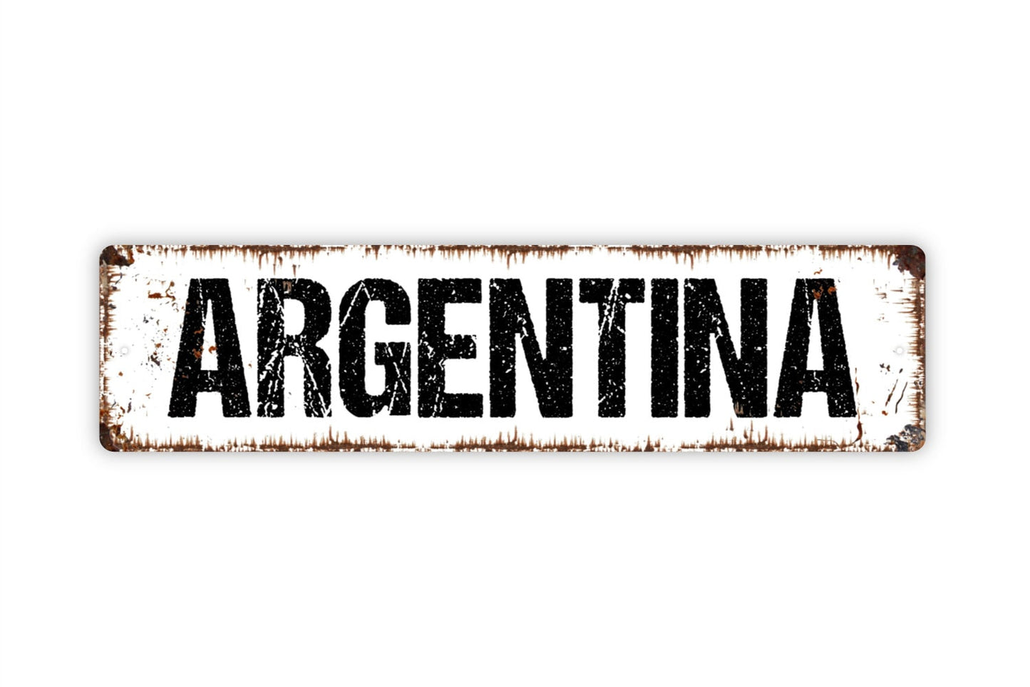 Argentina Sign - Welcome Rustic Street Metal Sign or Door Name Plate Plaque