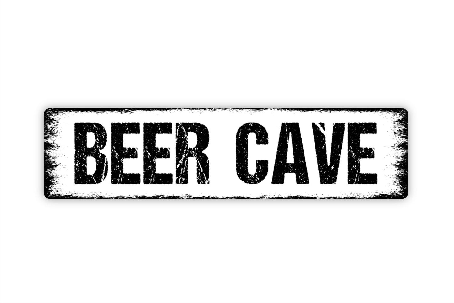 Beer Cave Sign - Cold Beer Cooler Storage Beverage Station Rustic Street Metal Sign or Door Name Plate Plaque