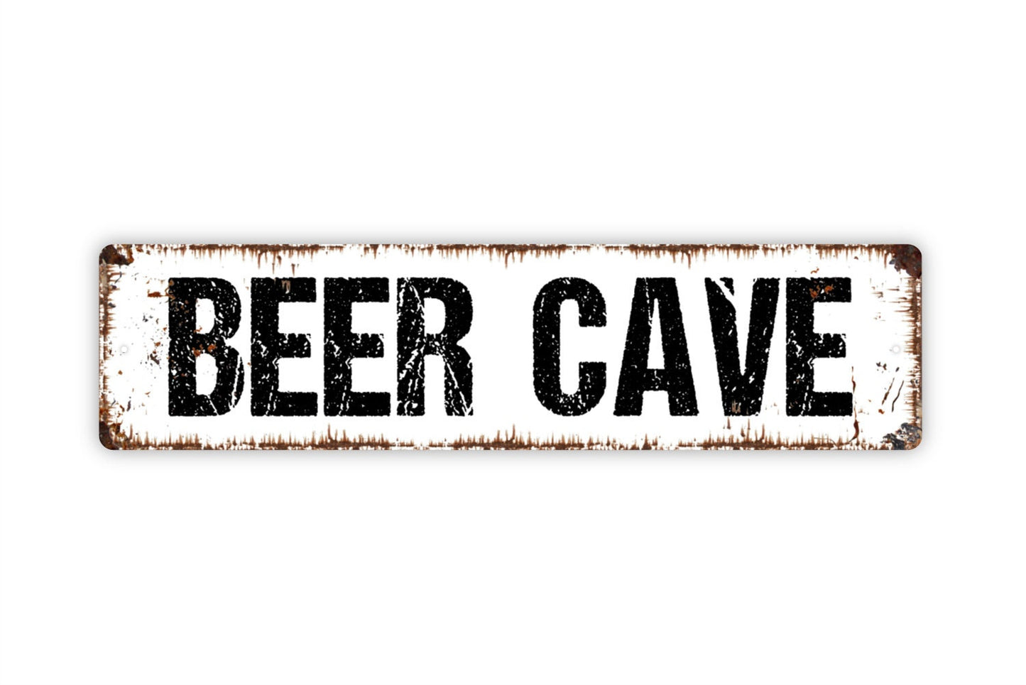 Beer Cave Sign - Cold Beer Cooler Storage Beverage Station Rustic Street Metal Sign or Door Name Plate Plaque