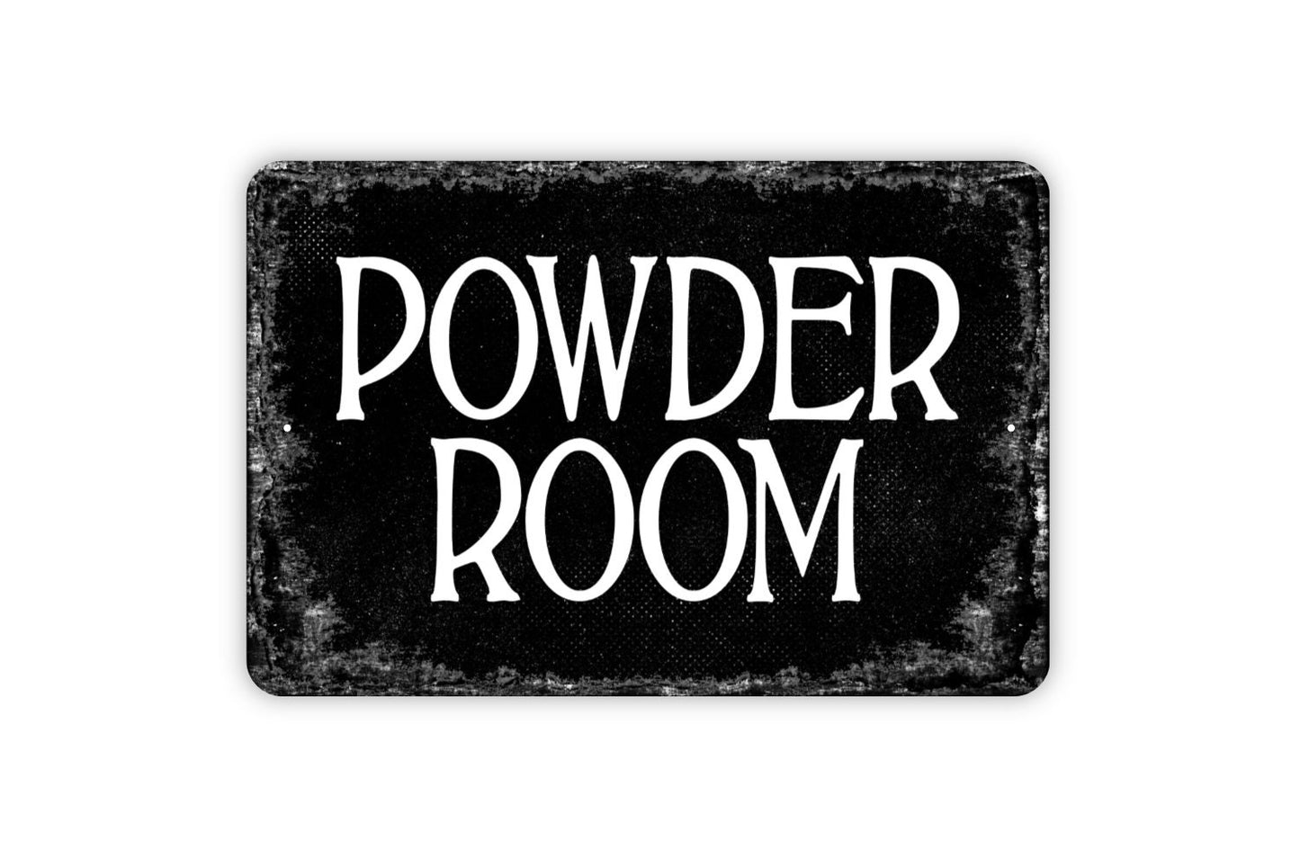 Powder Room Sign - Bathroom Metal Wall Art - Distressed Street or Door Vintage Style Novelty Gift