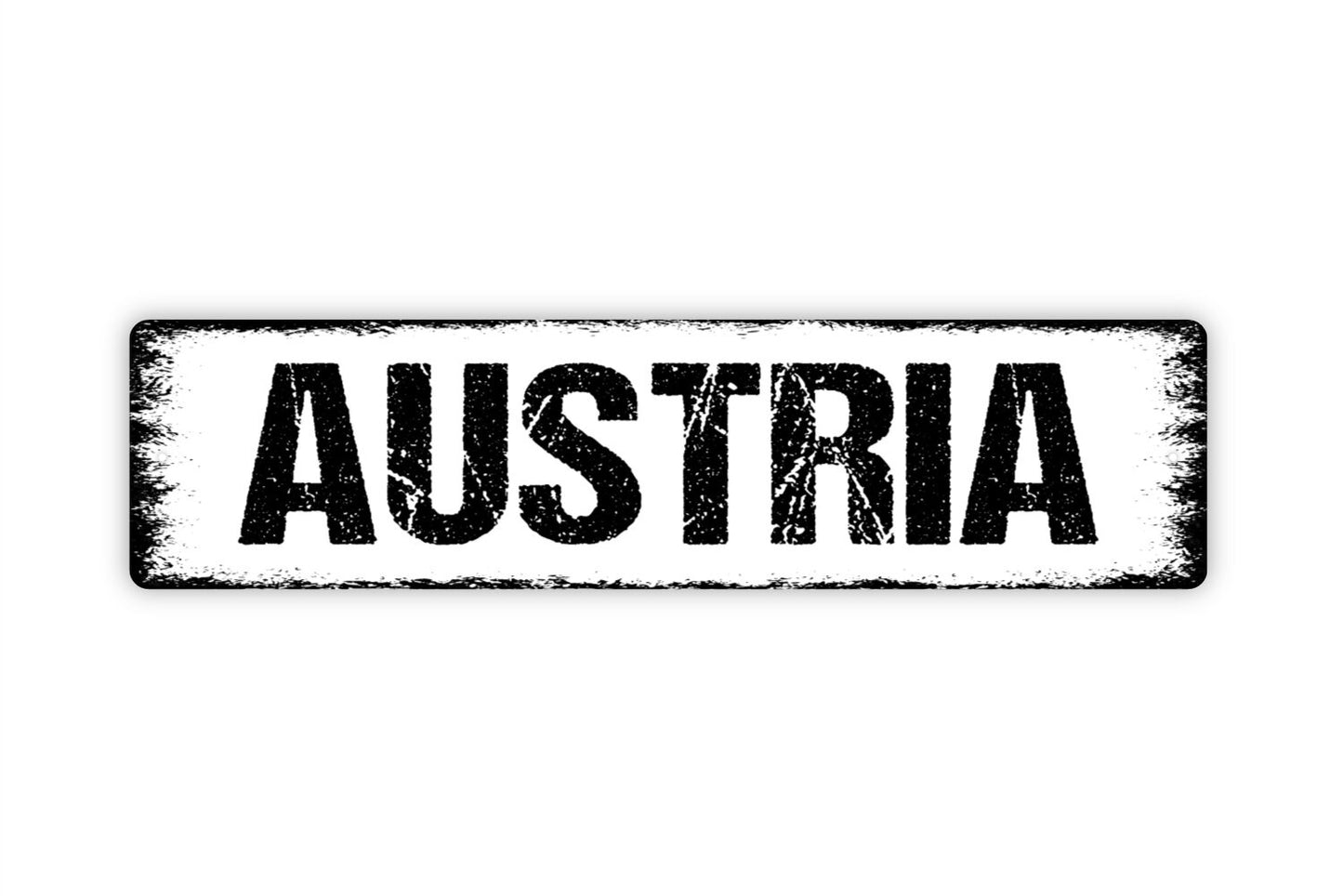 Austria Sign - Welcome Country Rustic Street Metal Sign or Door Name Plate Plaque