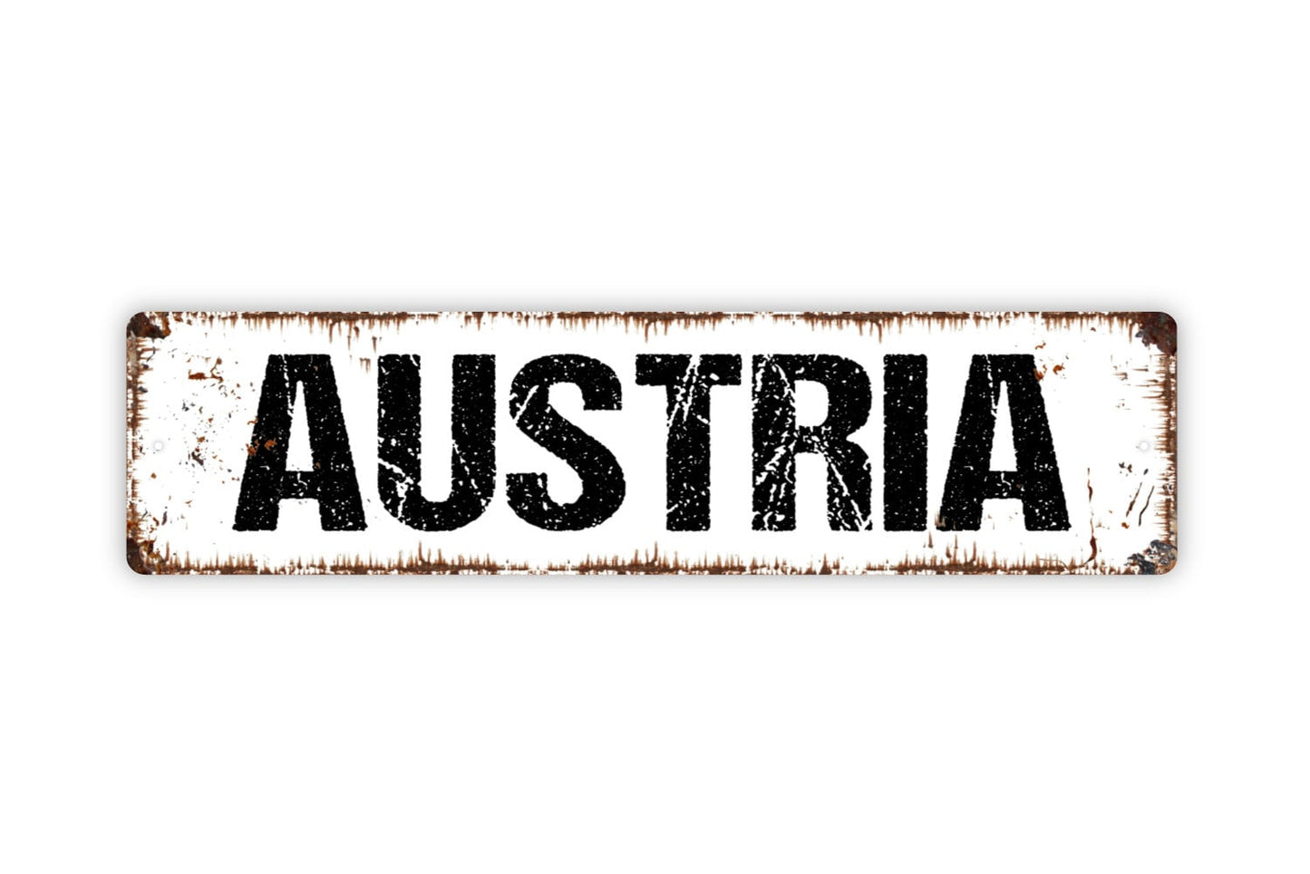 Austria Sign - Welcome Country Rustic Street Metal Sign or Door Name Plate Plaque