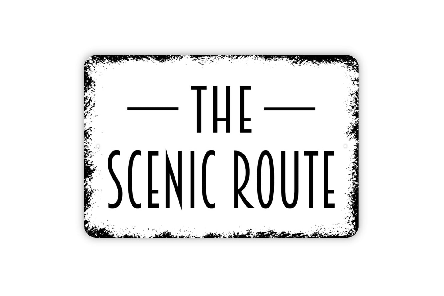 The Scenic Route Sign - Metal Sign, Farmhouse Contemporary Modern Wall Metal Sign