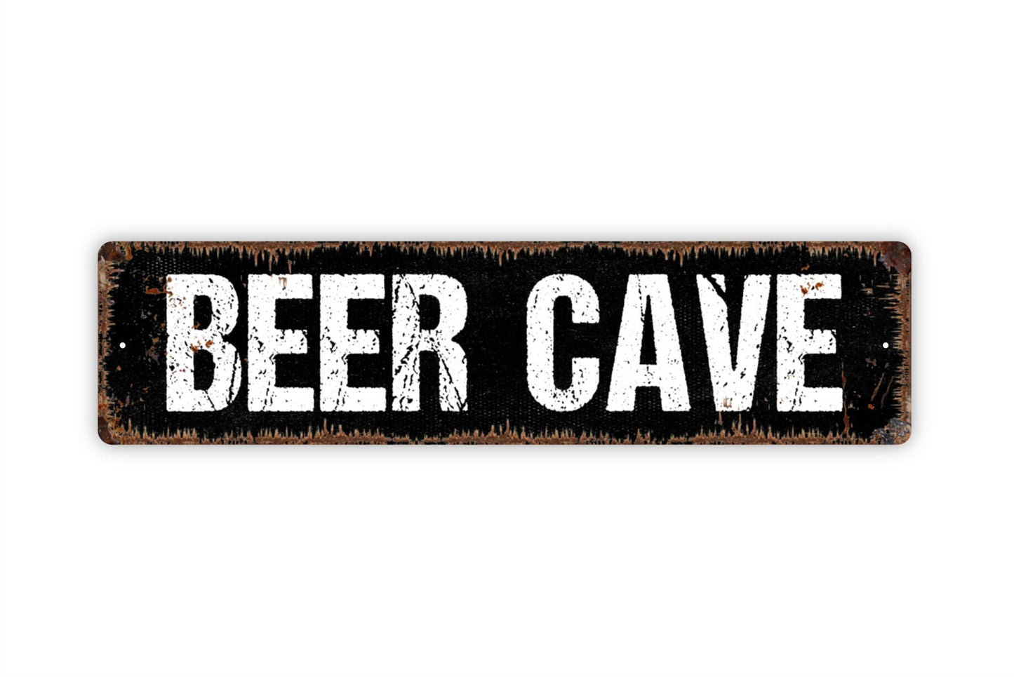 Beer Cave Sign - Cold Beer Cooler Storage Beverage Station Rustic Street Metal Sign or Door Name Plate Plaque